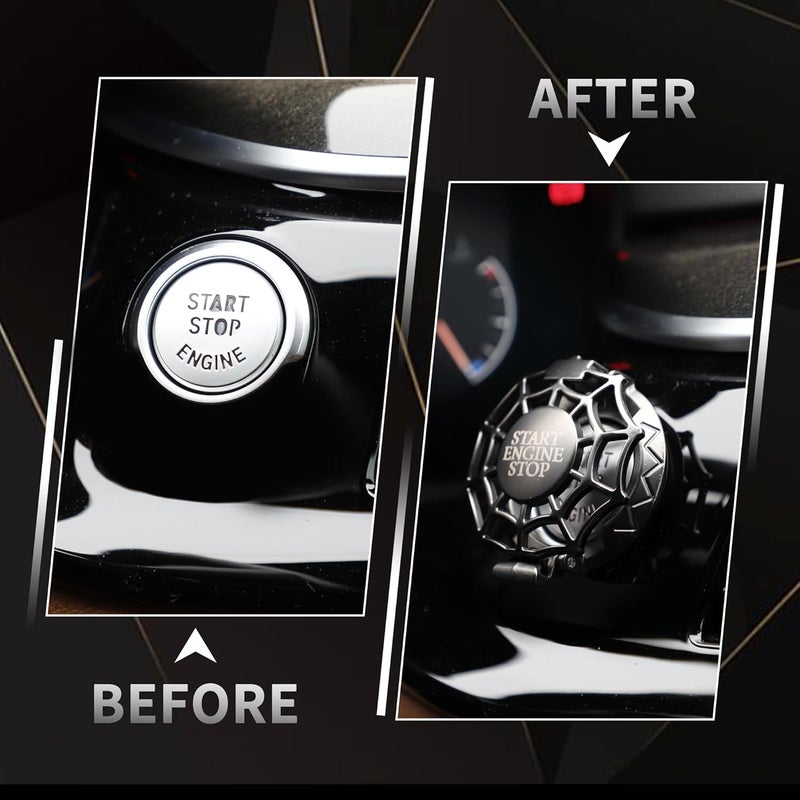 TOMALL Car Push Start Button Cover Universal for Car Motorcycle Press Engine Start Stop Button Cap Trim Anti-Scratch Engine Ignition Ring Protective Cover Universal for Car Accessories (Black) - Image 3